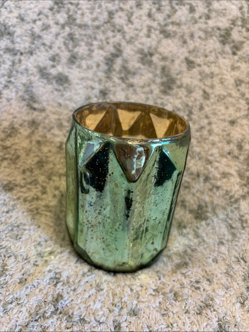 Decorative Sage Green Mercury Glass Votive Candle Holder NWT Pier One 3.75x3”